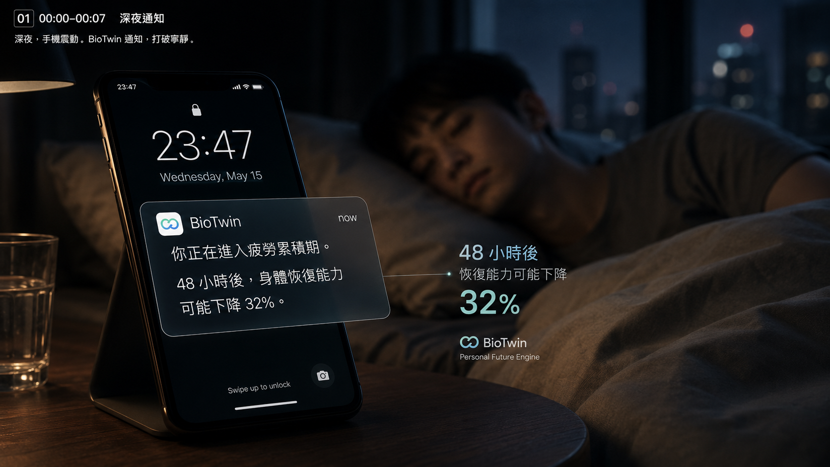 BioTwin 深夜通知與未來身體模擬